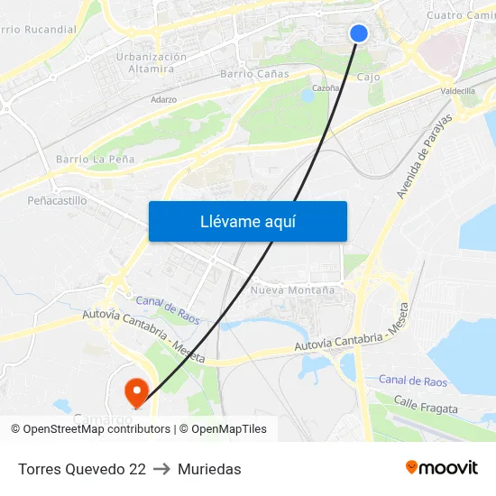 Torres Quevedo 22 to Muriedas map