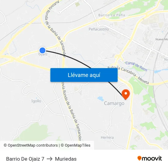 Barrio De Ojaiz 7 to Muriedas map