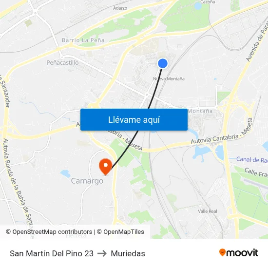 San Martín Del Pino 23 to Muriedas map