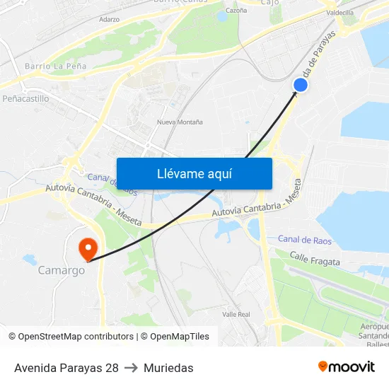 Avenida Parayas 28 to Muriedas map