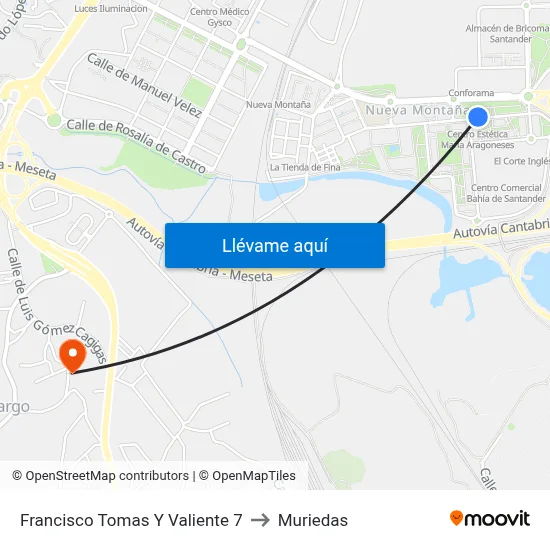 Francisco Tomas Y Valiente 7 to Muriedas map