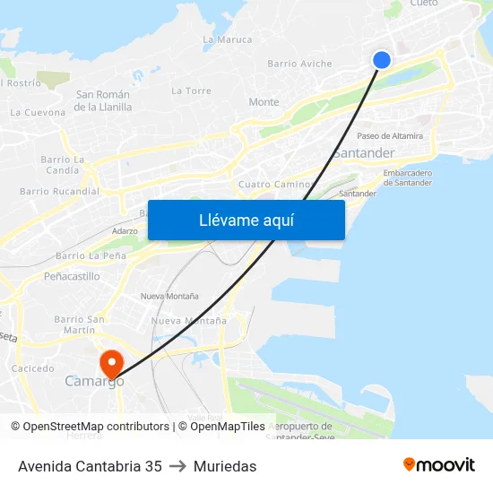 Avenida Cantabria 35 to Muriedas map