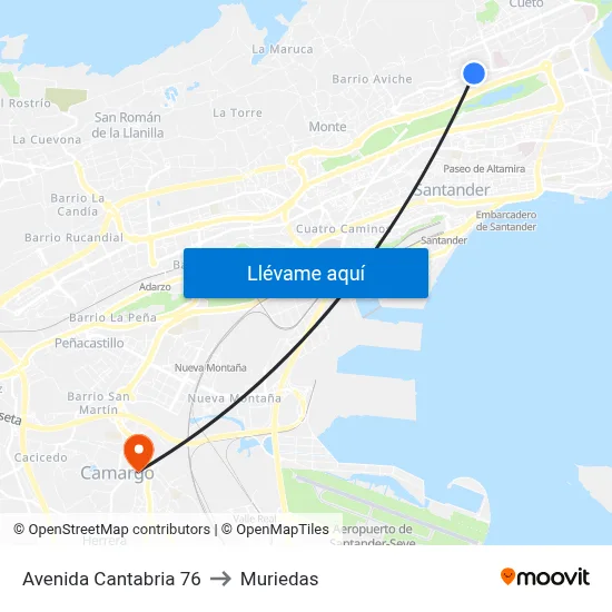 Avenida Cantabria 76 to Muriedas map