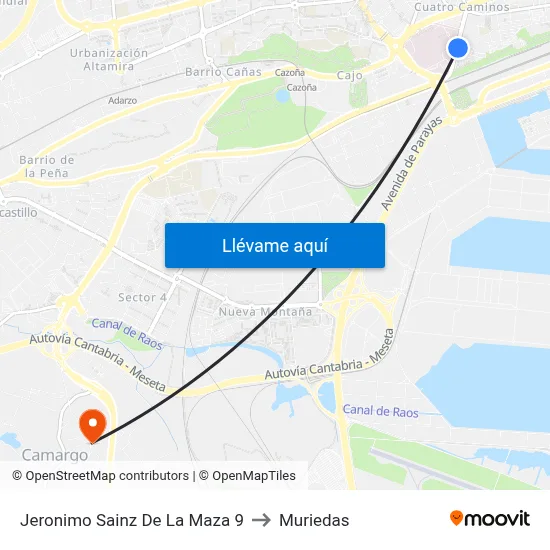 Jeronimo Sainz De La Maza 9 to Muriedas map