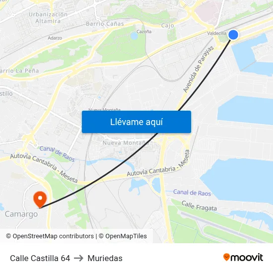 Calle Castilla 64 to Muriedas map