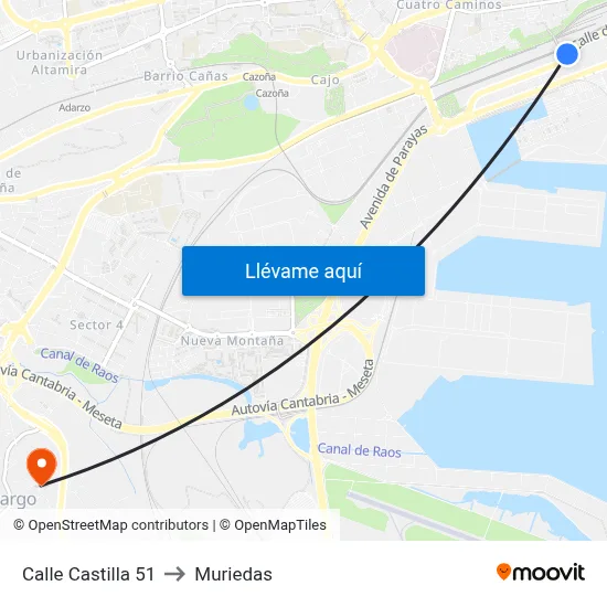 Calle Castilla 51 to Muriedas map