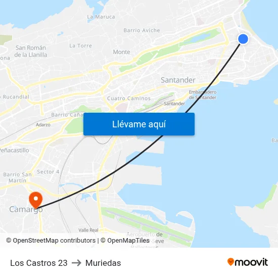 Los Castros 23 to Muriedas map