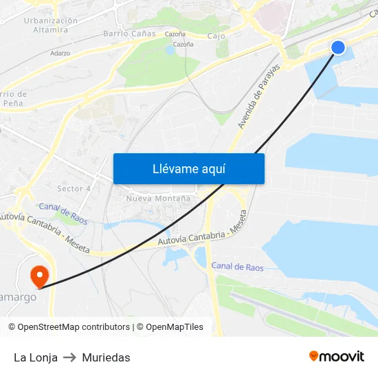 La Lonja to Muriedas map
