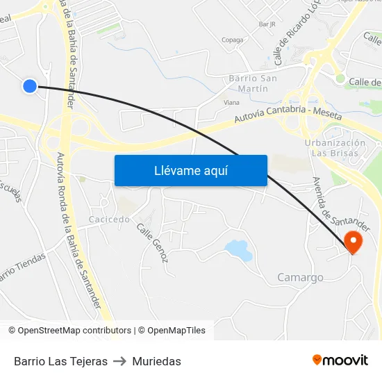 Barrio Las Tejeras to Muriedas map