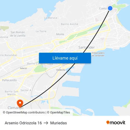 Arsenio Odriozola 16 to Muriedas map