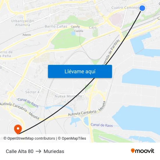 Calle Alta 80 to Muriedas map