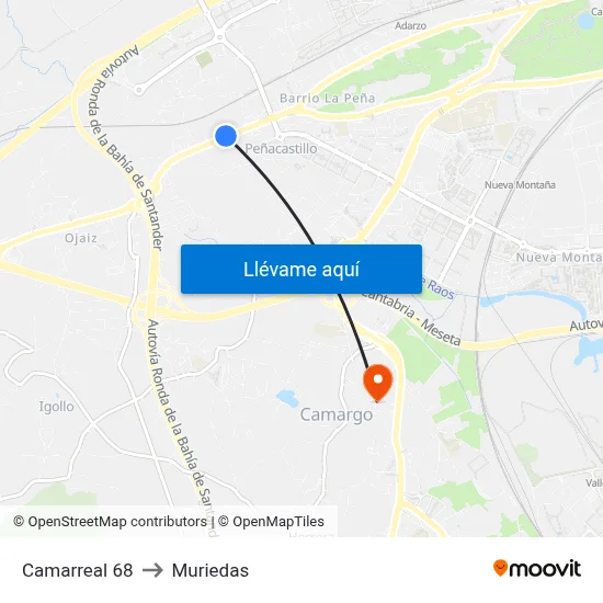 Camarreal 68 to Muriedas map
