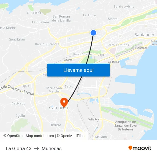 La Gloria 43 to Muriedas map