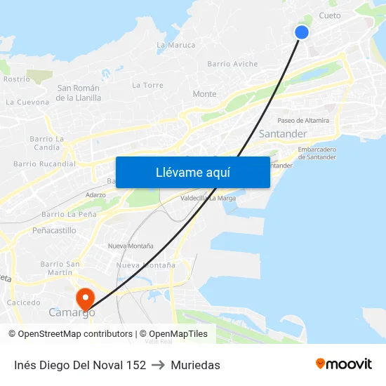Inés Diego Del Noval 152 to Muriedas map