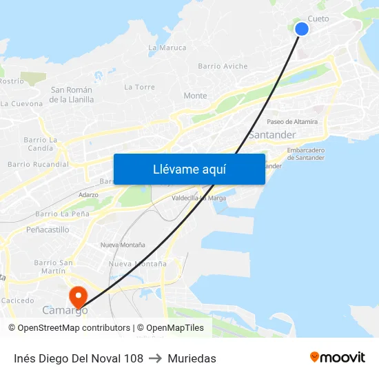 Inés Diego Del Noval 108 to Muriedas map
