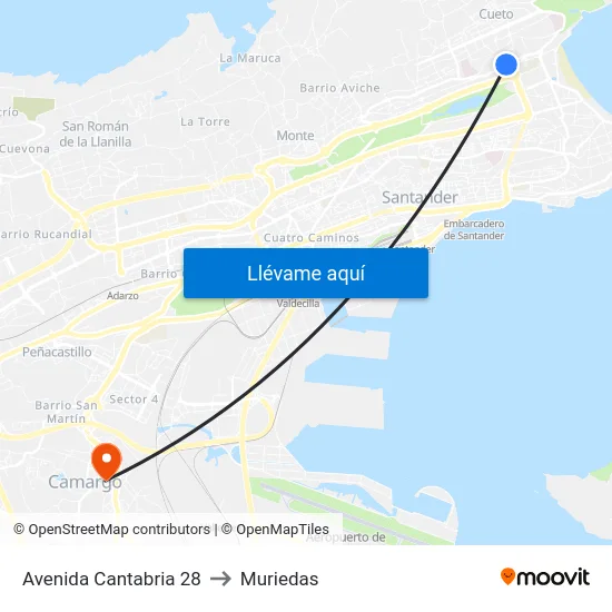 Avenida Cantabria 28 to Muriedas map