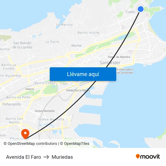 Avenida El Faro to Muriedas map