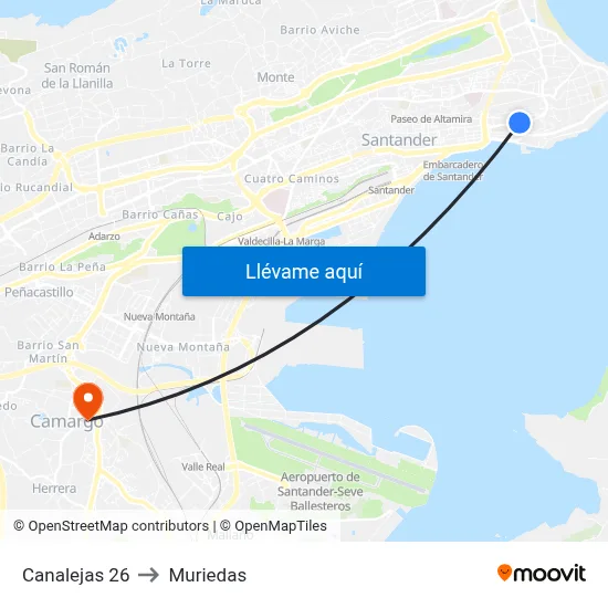 Canalejas 26 to Muriedas map