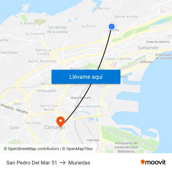 San Pedro Del Mar 51 to Muriedas map