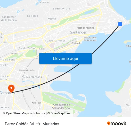 Perez Galdós 36 to Muriedas map