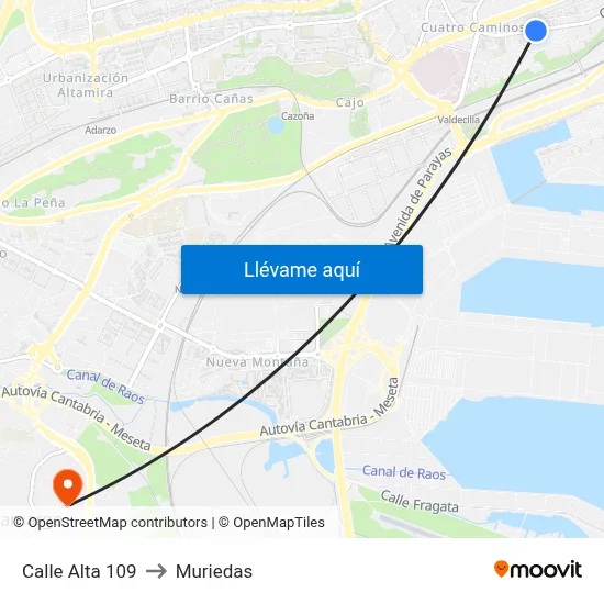 Calle Alta 109 to Muriedas map