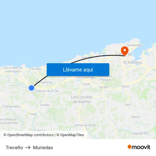 Treceño to Muriedas map