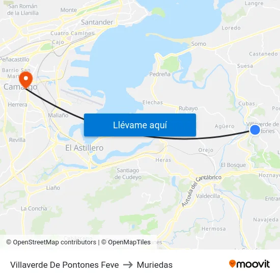 Villaverde De Pontones Feve to Muriedas map