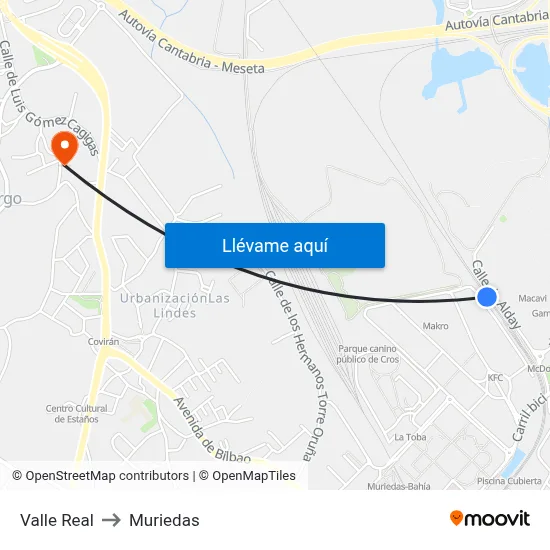 Valle Real to Muriedas map