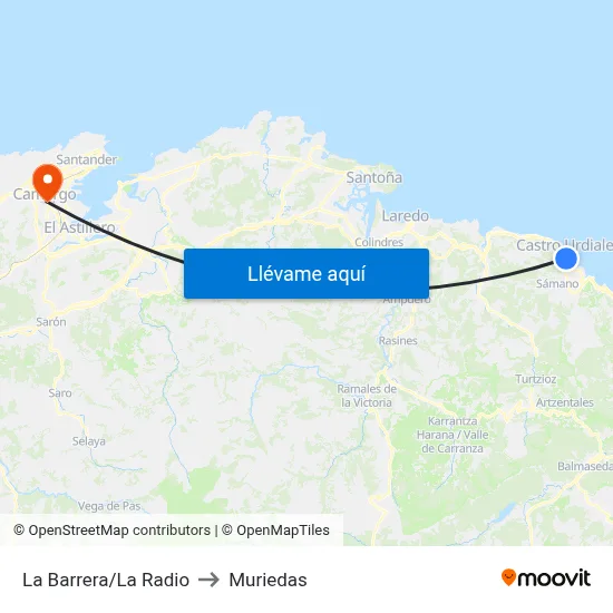 La Barrera/La Radio to Muriedas map