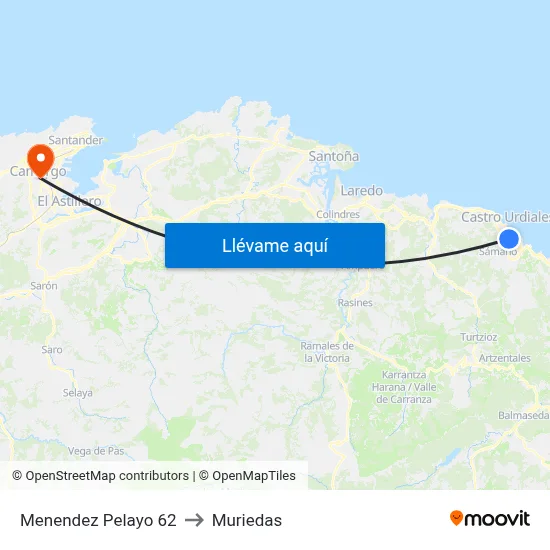 Menendez Pelayo 62 to Muriedas map