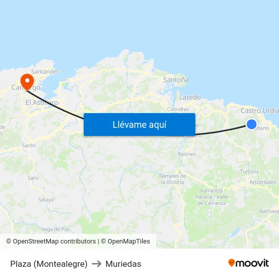 Plaza (Montealegre) to Muriedas map