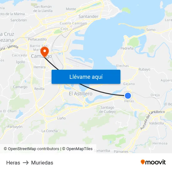 Heras to Muriedas map