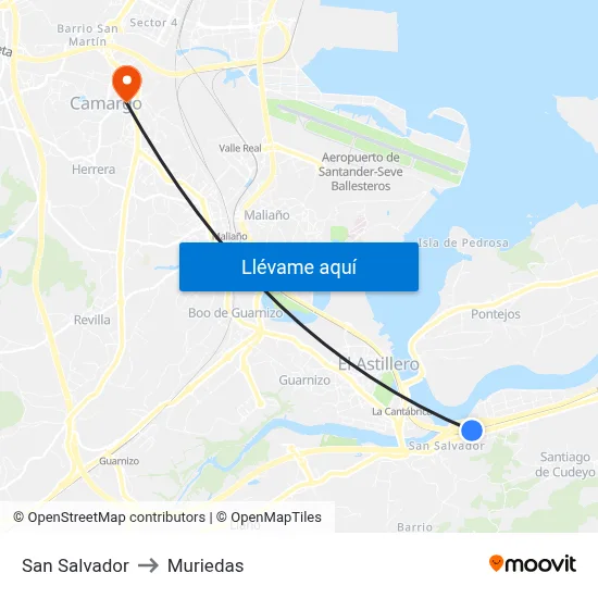 San Salvador to Muriedas map