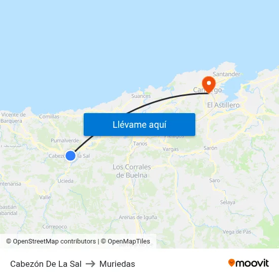 Cabezón De La Sal to Muriedas map