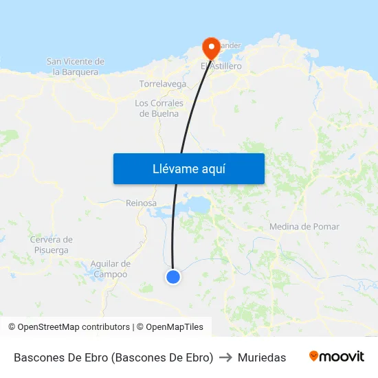 Bascones De Ebro (Bascones De Ebro) to Muriedas map