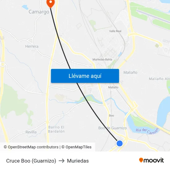 Cruce Boo (Guarnizo) to Muriedas map