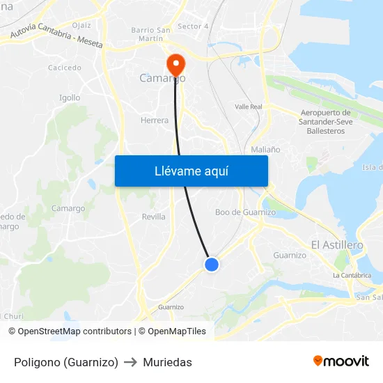 Poligono (Guarnizo) to Muriedas map