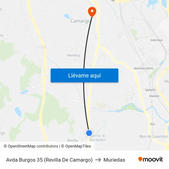 Avda Burgos 35 (Revilla De Camargo) to Muriedas map