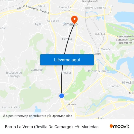 Barrio La Venta (Revilla De Camargo) to Muriedas map