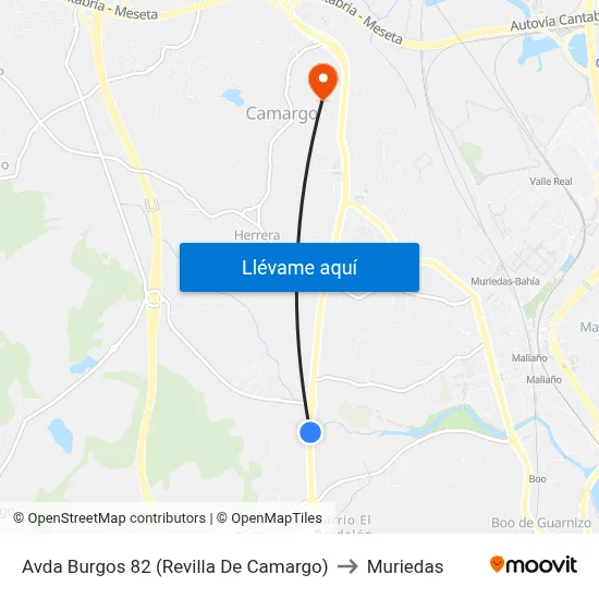 Avda Burgos 82 (Revilla De Camargo) to Muriedas map
