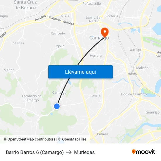 Barrio Barros 6 (Camargo) to Muriedas map