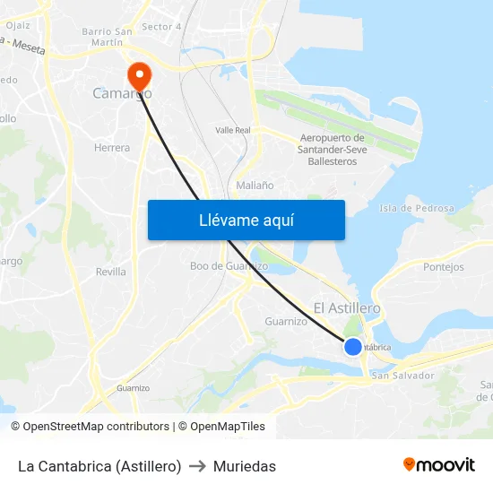 La Cantabrica (Astillero) to Muriedas map