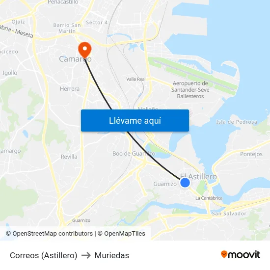 Correos (Astillero) to Muriedas map