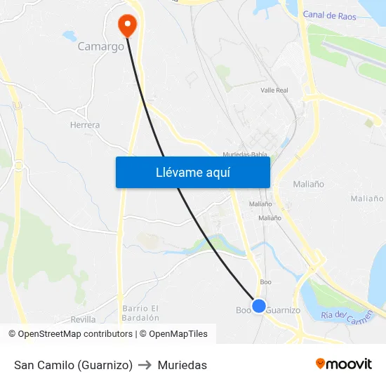 San Camilo (Guarnizo) to Muriedas map