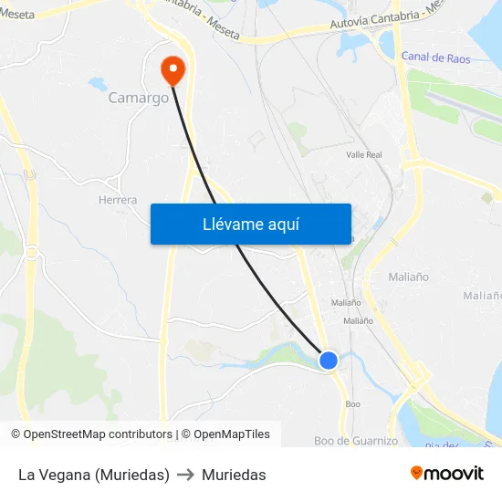 La Vegana (Muriedas) to Muriedas map