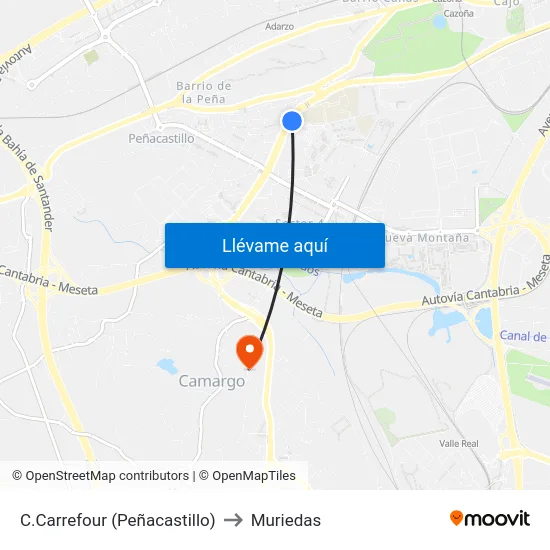 C.Carrefour (Peñacastillo) to Muriedas map