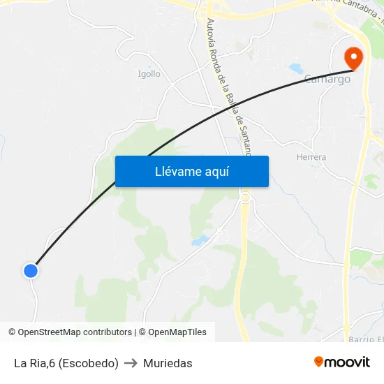 La Ria,6 (Escobedo) to Muriedas map