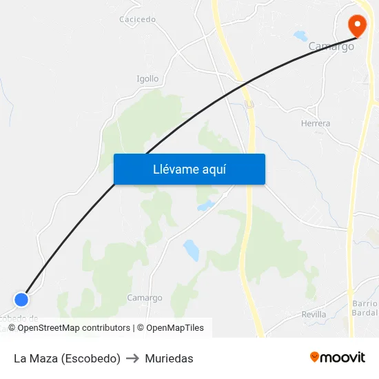 La Maza (Escobedo) to Muriedas map