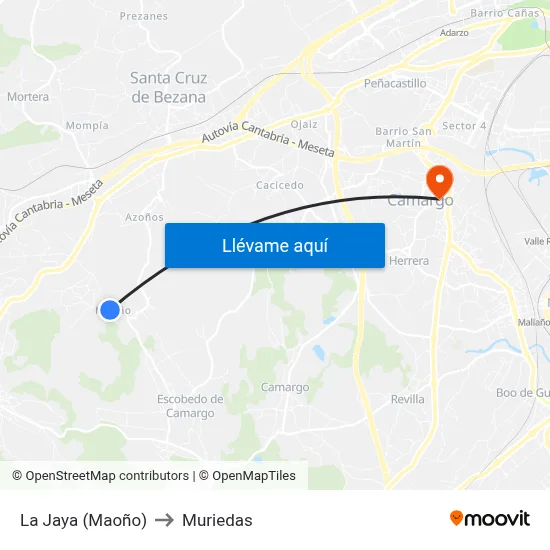 La Jaya (Maoño) to Muriedas map