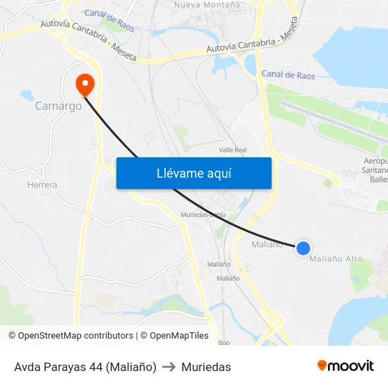 Avda Parayas 44 (Maliaño) to Muriedas map